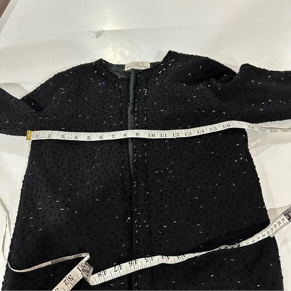 Vintage Marshall Field & Company 100%‎ Wool Black Beaded Blazer Jacket Size 38 - Picture 9 of 10